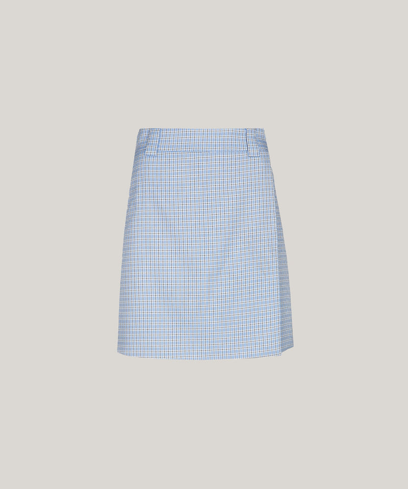 Blue Checkered Wrap Skirt