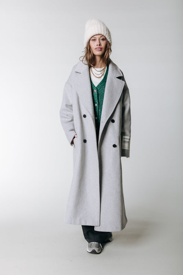 Zania Double Breasted Wool Long Coat