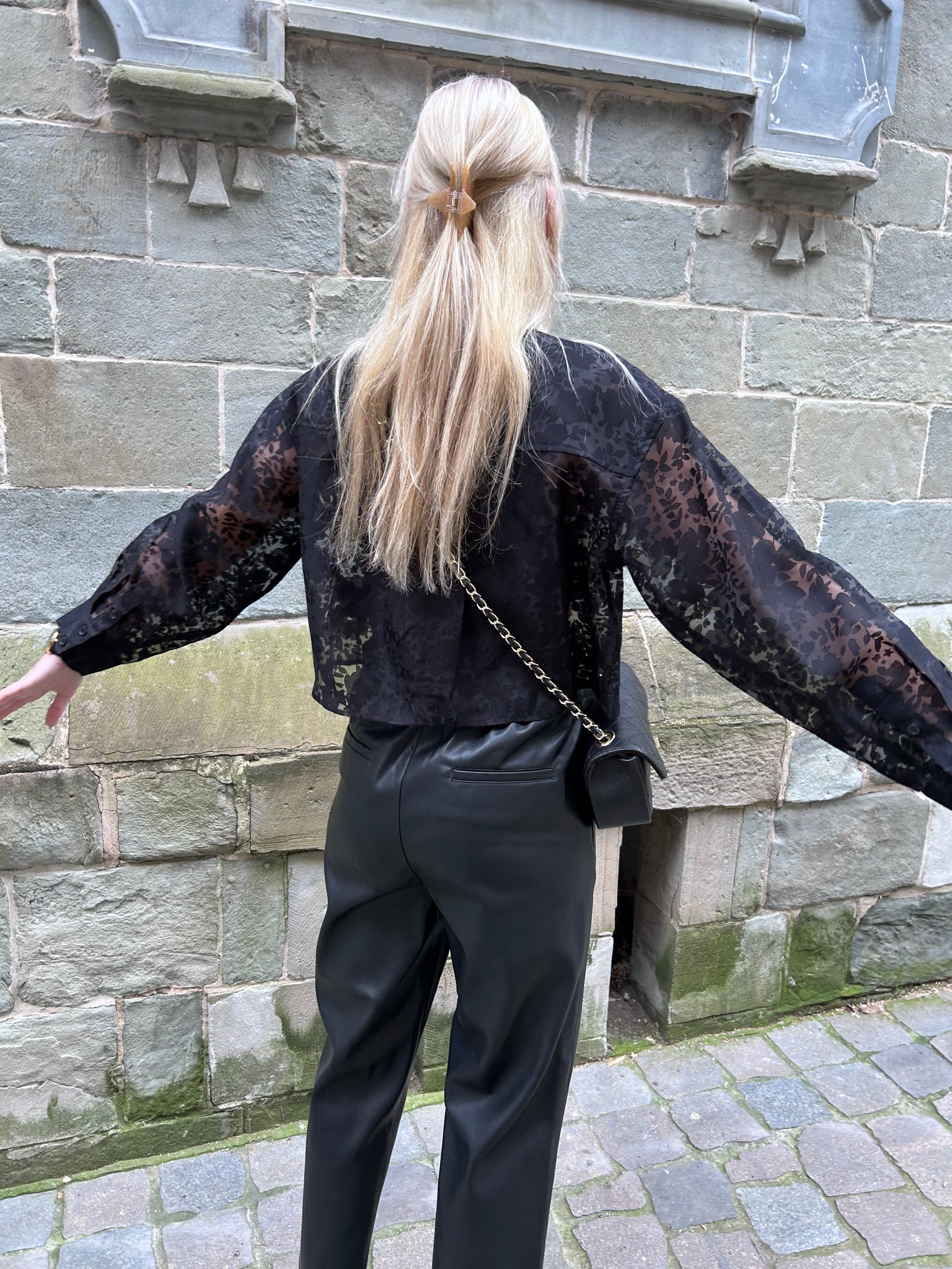 Vegan leather pull on trousers