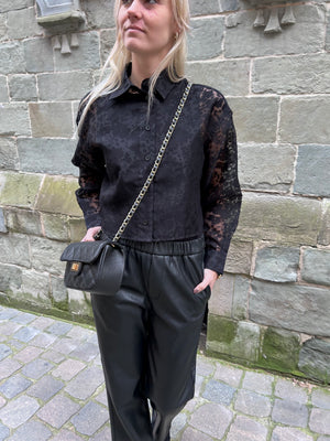 Vegan leather pull on trousers