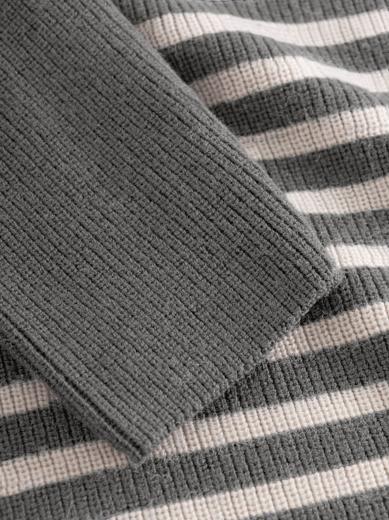 1/2 neck zip merino wool rib knit - RWS