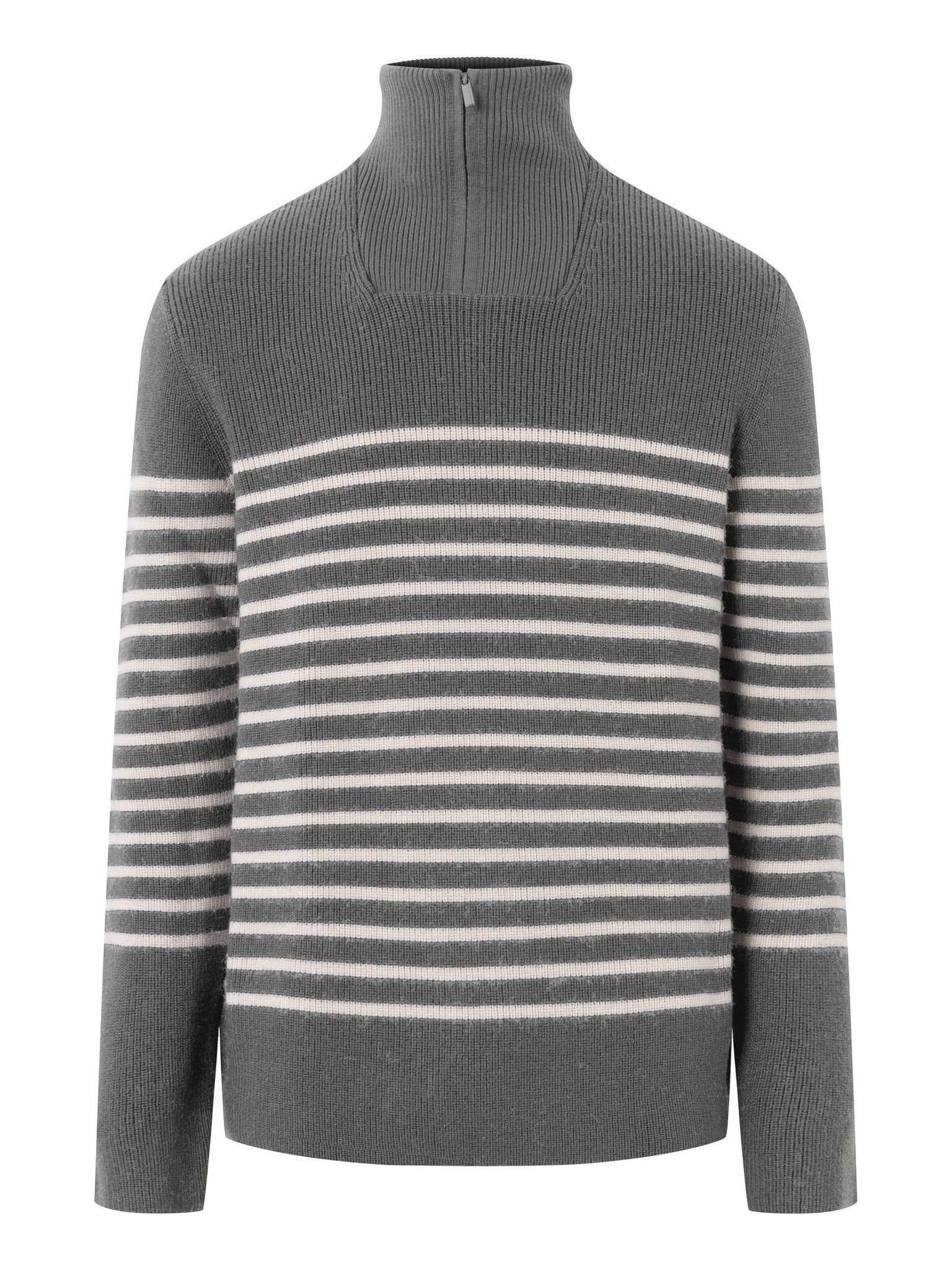 1/2 neck zip merino wool rib knit - RWS