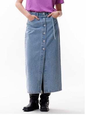 Button up denim skirt