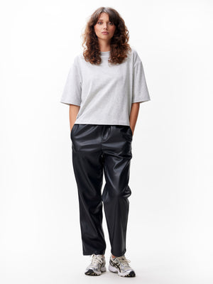 Vegan leather pull on trousers