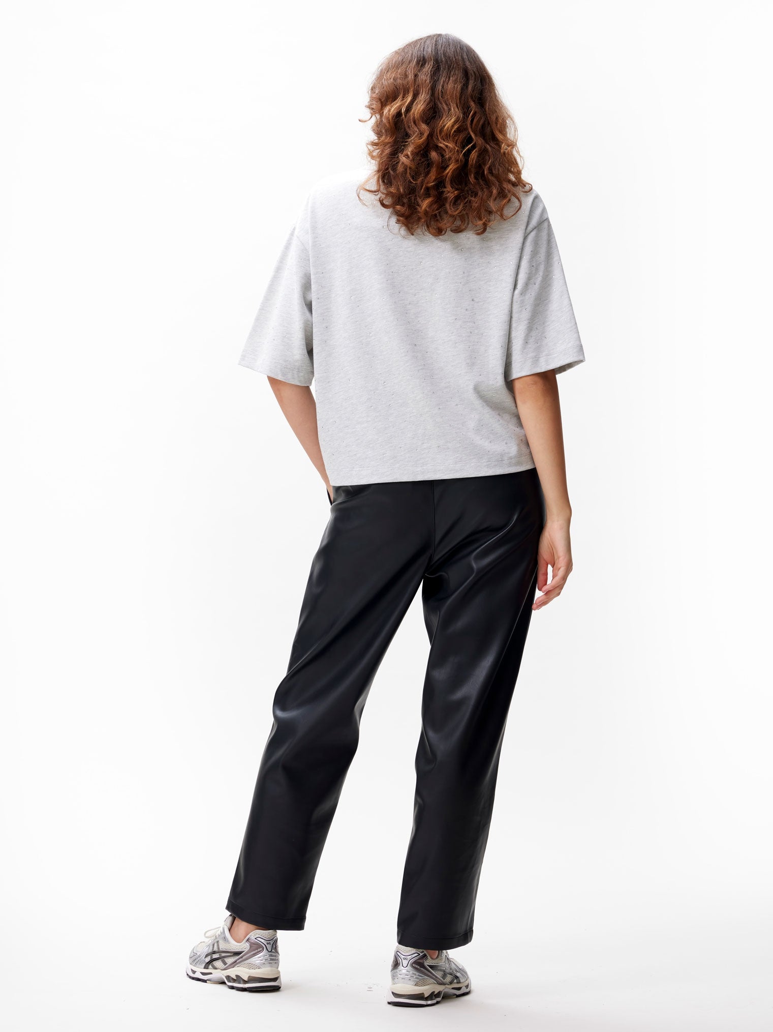 Vegan leather pull on trousers