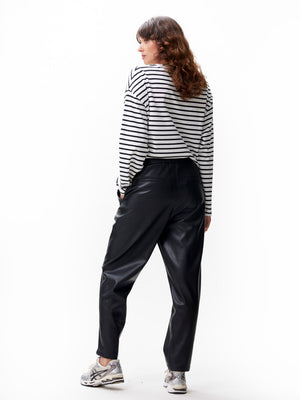 Vegan leather pull on trousers