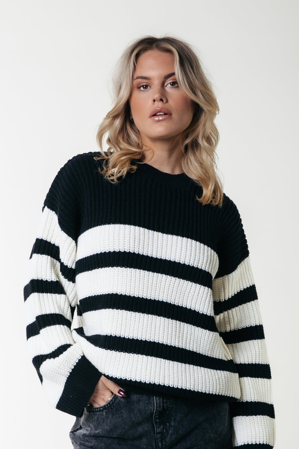 Alba Stripe Loose Fit Knitwear Sweater