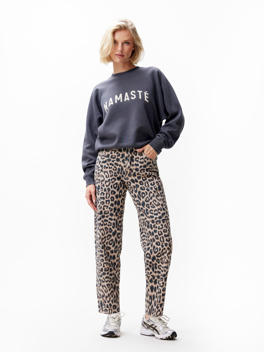 Barrel fit leopard jeans