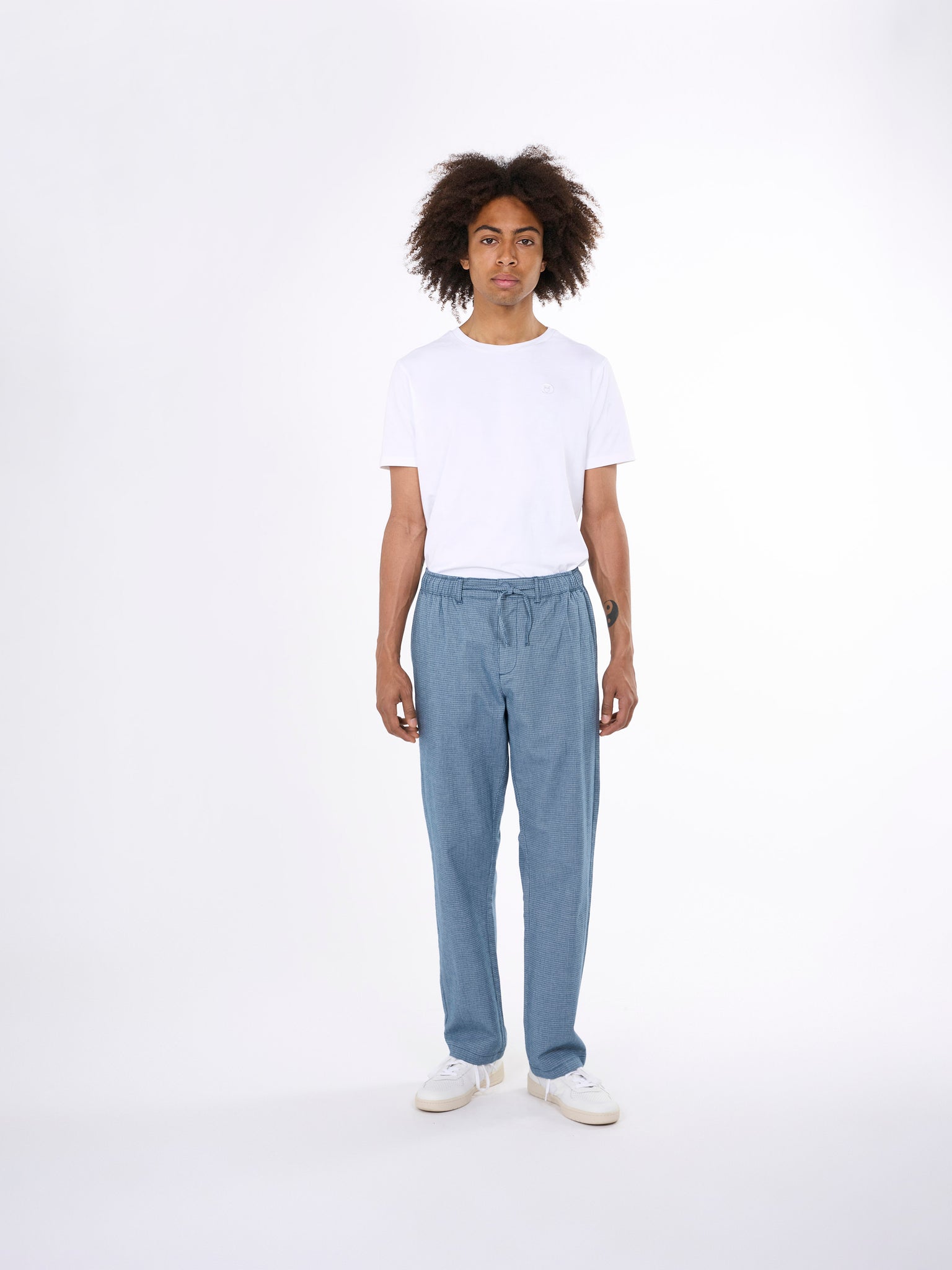 Loose fit pepita checked pant - GOTS/Vegan