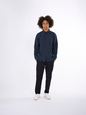 Striped linen custom fit shirt - GOTS/Vegan