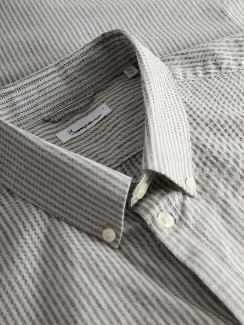 Costom tailored fit striped oxford shirt - GOTS/Vegan