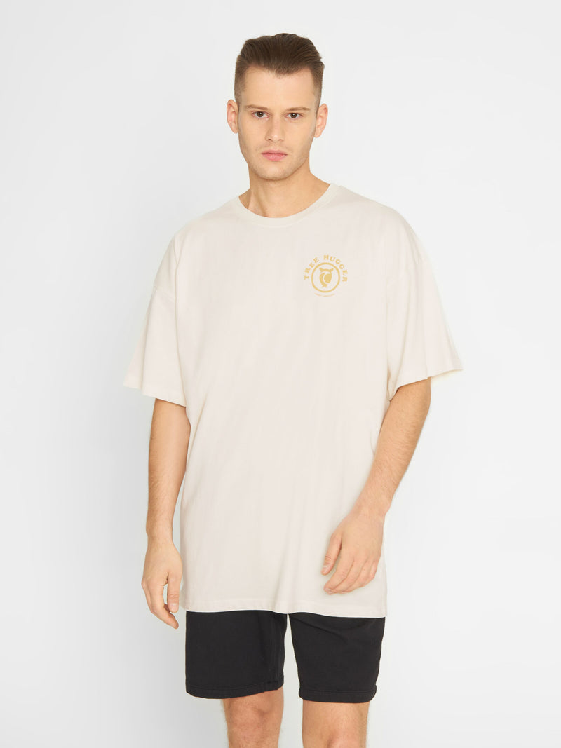 Loose heavy single tee with Urskog front and back print - GOTS/Vegan
