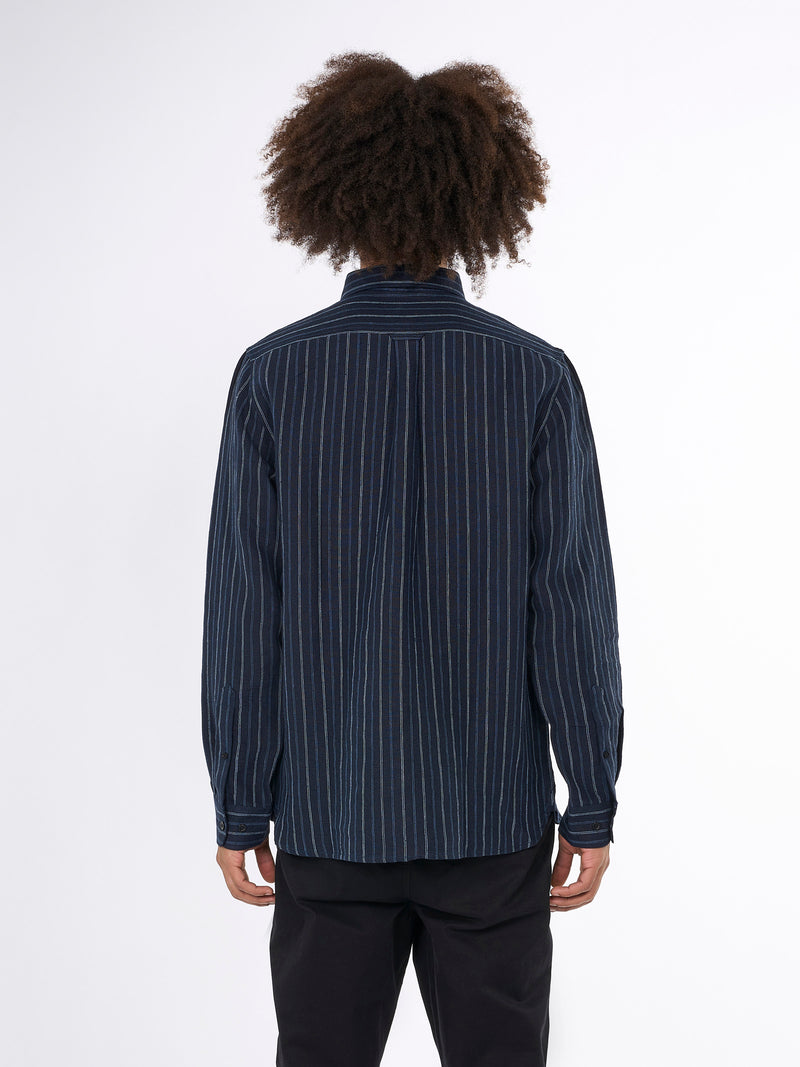 Striped linen custom fit shirt - GOTS/Vegan